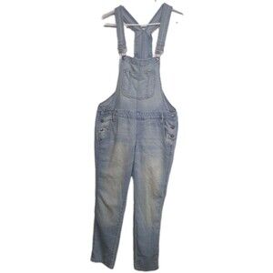 LEI Overall Denim Y2K Juniors Medium Light Wash Faded Laps Overall Blue M VTG